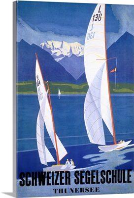 Segelschule Sailing Academy, Thunersee, Vintage Poster