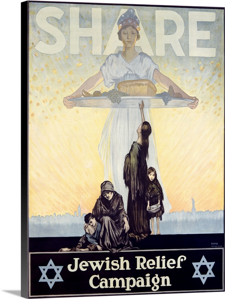 Share, Jewish Relief Campaign, 1917, Vintage Poster