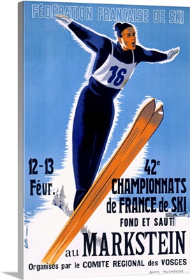 Ski Championship, 42nd Championnats de France de Ski, Vintage Poster