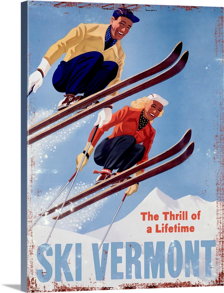 Ski Mount Mansfield Vermont United States Vintage Travel Advertisement Poster 