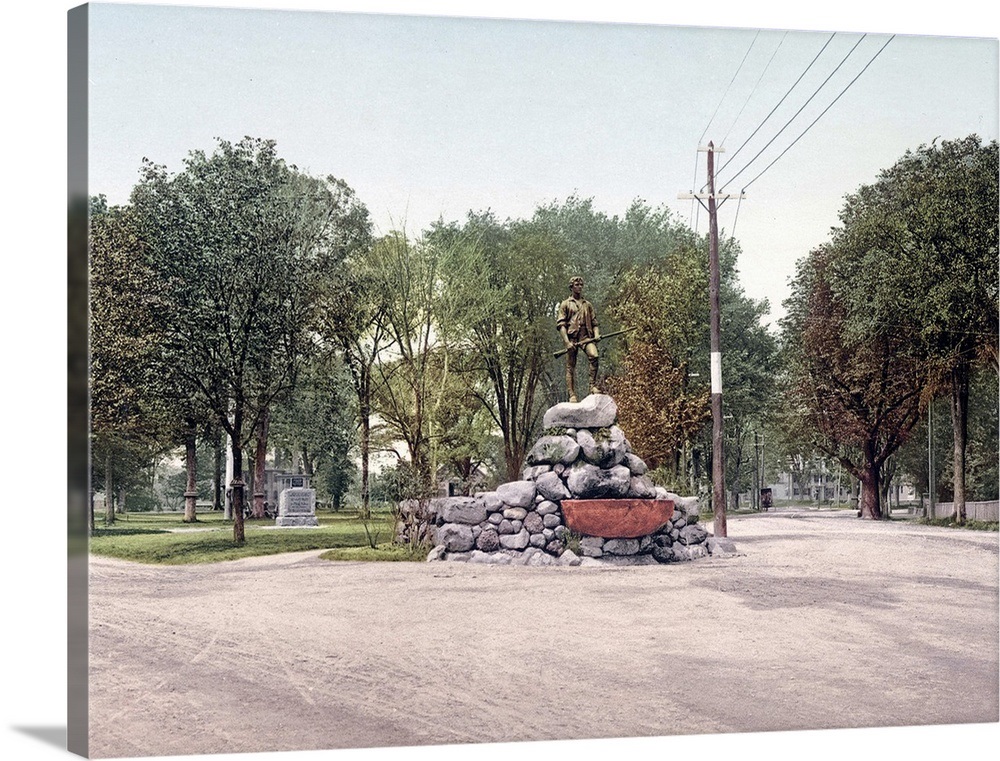 Statue of Captain Parker on the Green at Lexington Massachusetts Vintage Photograph Wall Art ...