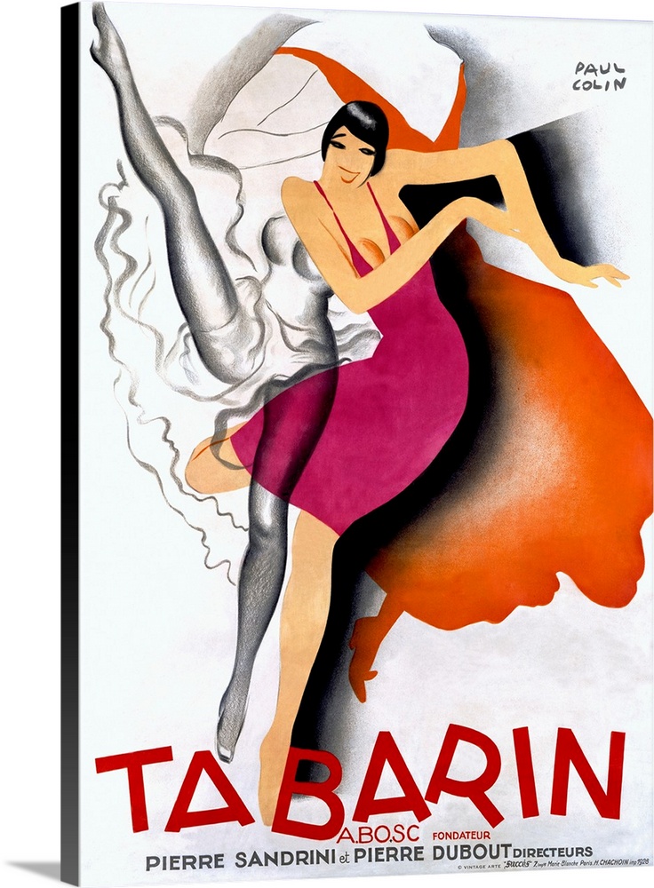 Giant, vertical vintage advertisement for the theatrical performance Tabarin, featuring show entertainer Josephine Baker i...