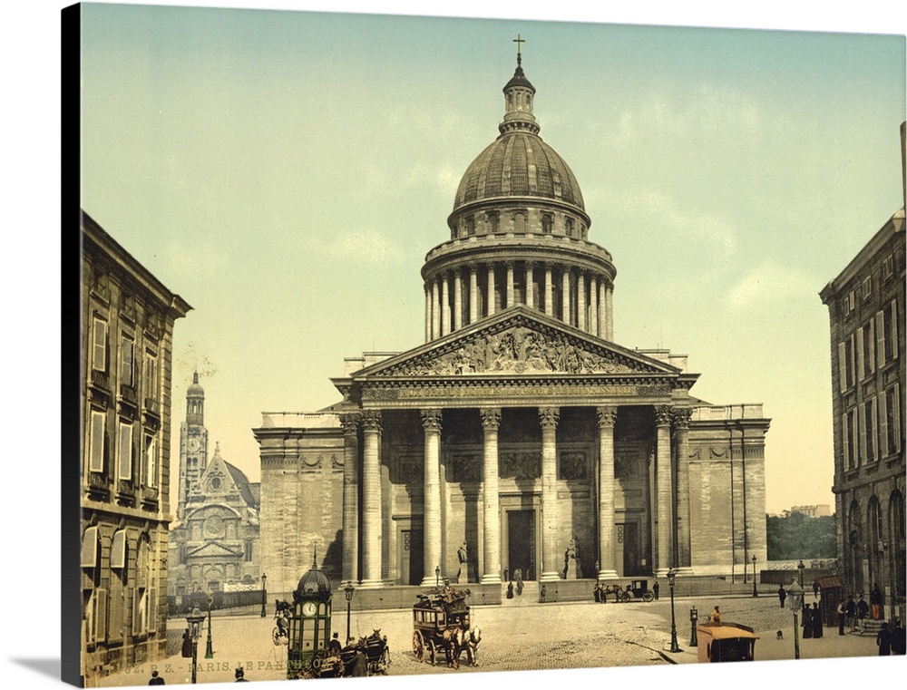 Hand colored photograph of the pantheon, Paris, France.