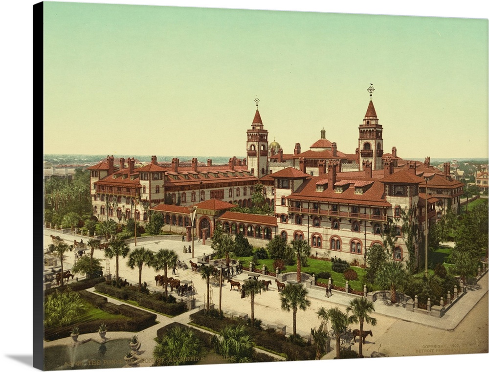 Hand colored photograph of the Ponce de Leon, St. Augustine, Florida.