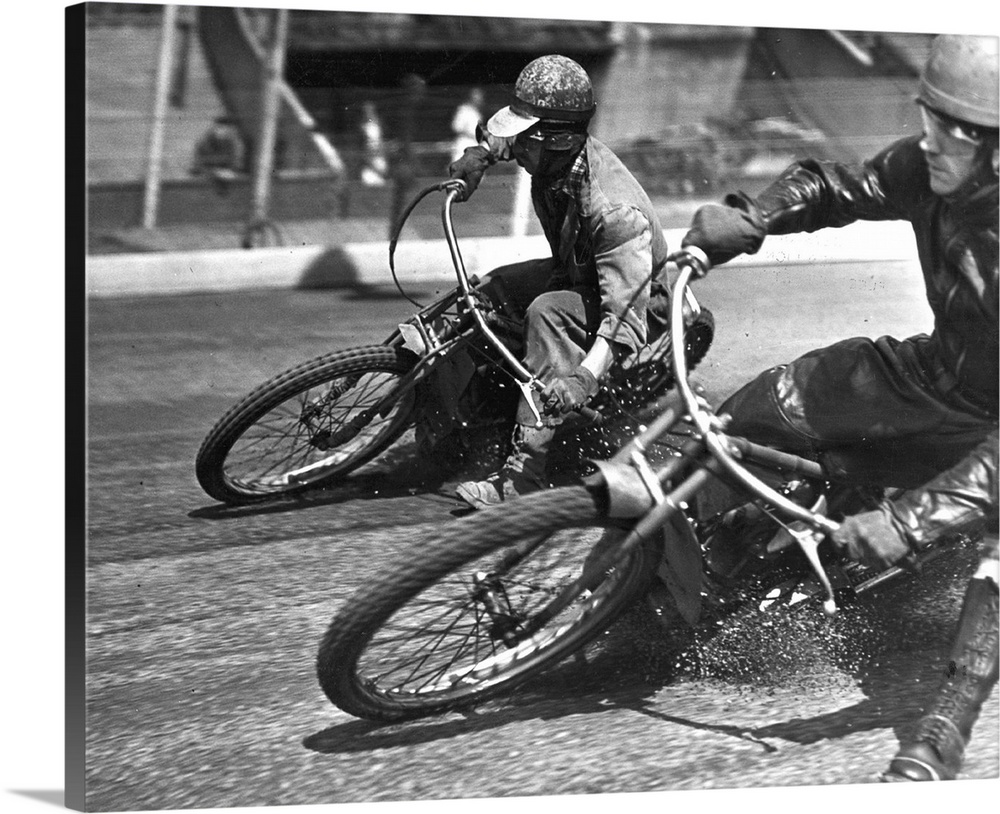 Speedway rider Tommy Price, (foreground), during a practice run on the track at Wembley stadium, north London  Price, a me...