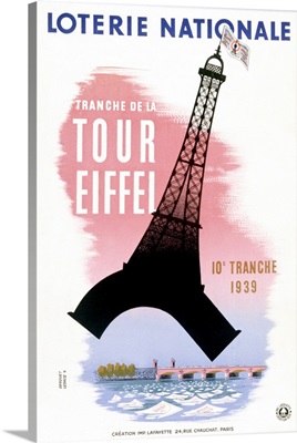 Tour Eiffel, Loterie Nationale, Vintage Poster