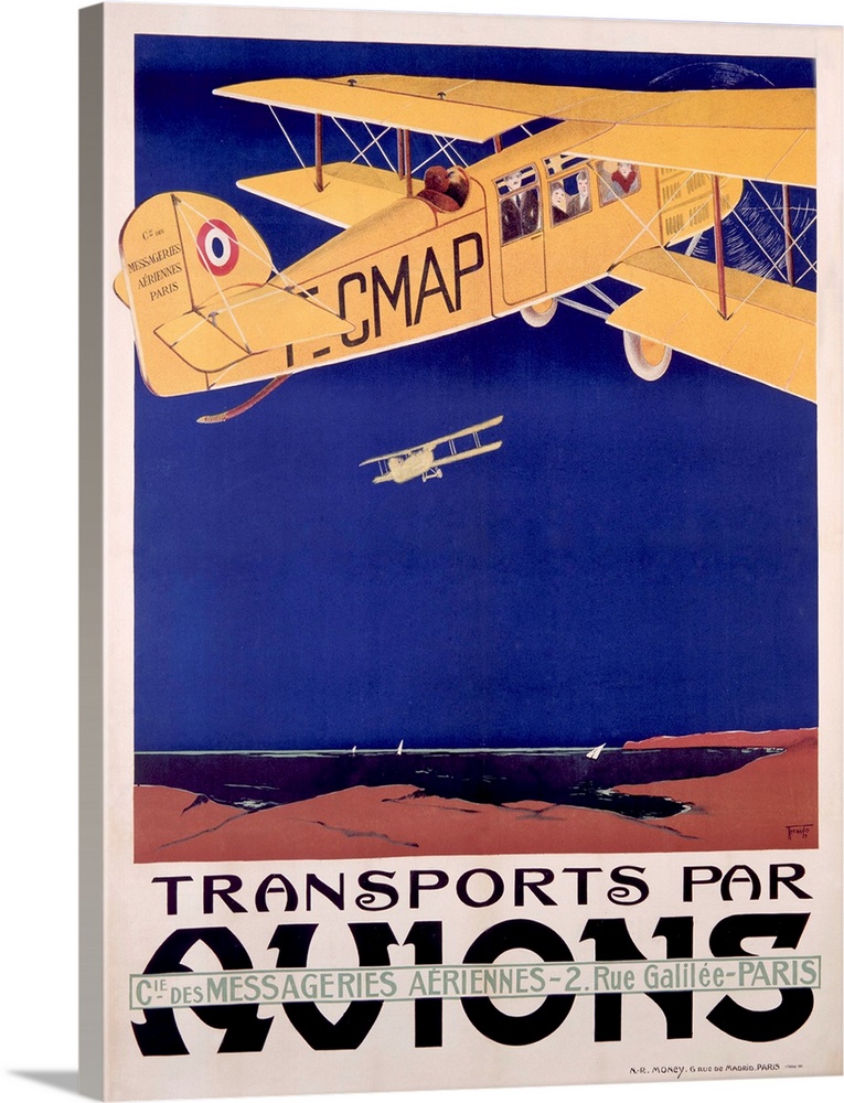 Transports Par Avions, Vintage Poster, by Terrando