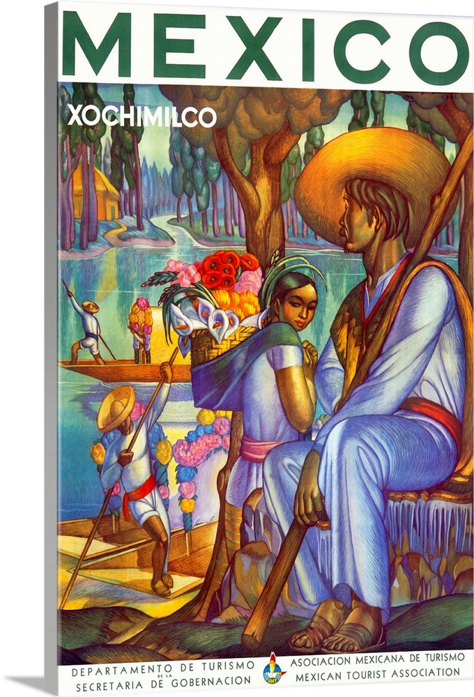 T61 Vintage Mexico Mexican Xochimilco Travel Poster Re-Print A2/A3/A4 