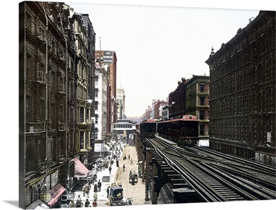 Wabash Avenue North from Adams Street Chicago Illinois Vintage Photograph