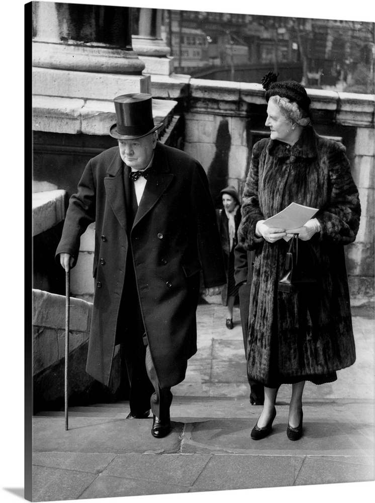 27th April 1950:  Winston Churchill (1874 - 1965) British Statesman and Prime Minister (1940 - 1945, 1951 - 1955) and Mrs ...