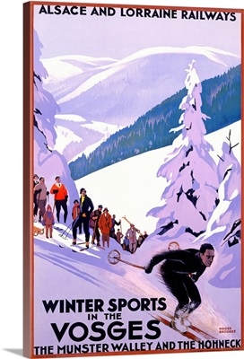 Winter Sports in the Vosges, Alsace and Lorrain Railways, Vintage Poster