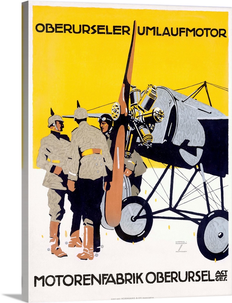 WWI Airplane, Motorenfabrik Oberursel, Vintage Poster
