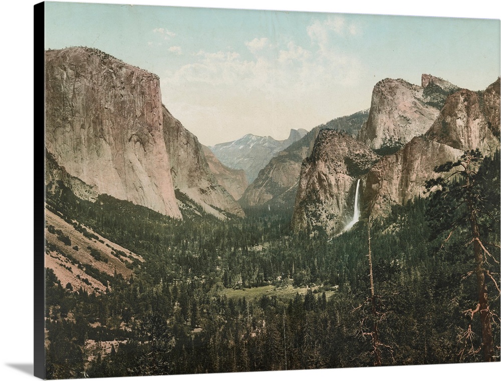 Hand colored photograph of Yosemite Valley from artists' point, California.