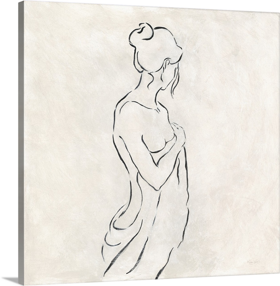 Minimalist artwork of a nude female figure.