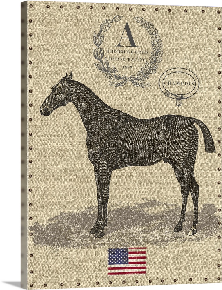 Contemporary equestrian art incorporating the American flag.