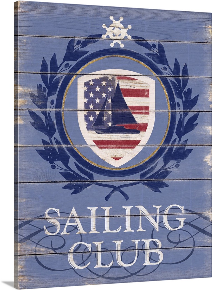 Contemporary nautical sport art with weathered look.