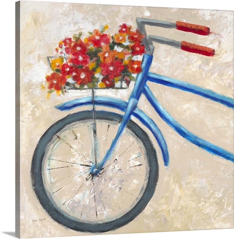 Blue Floral Bicycle Wall Art, Canvas Prints, Framed Prints, Wall Peels ...