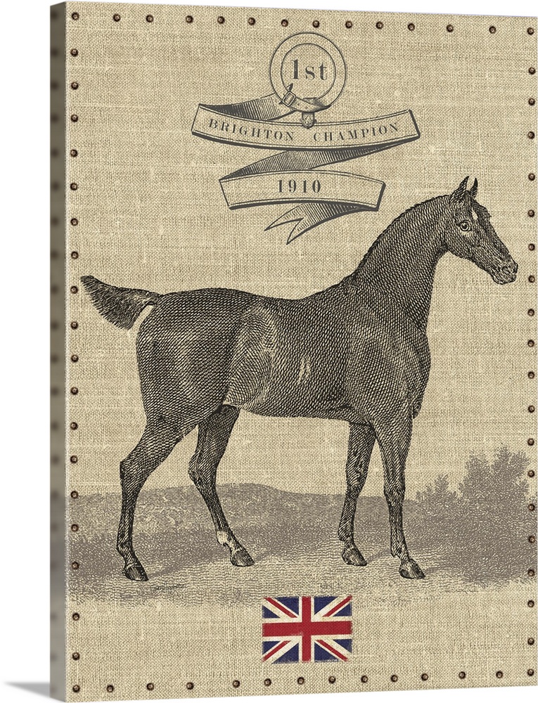 Contemporary equestrian art incorporating the union jack flag.