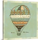 image thumbnail of Contemporary illustration with a retro feel of hot air balloons floating against a diamond patterned background.