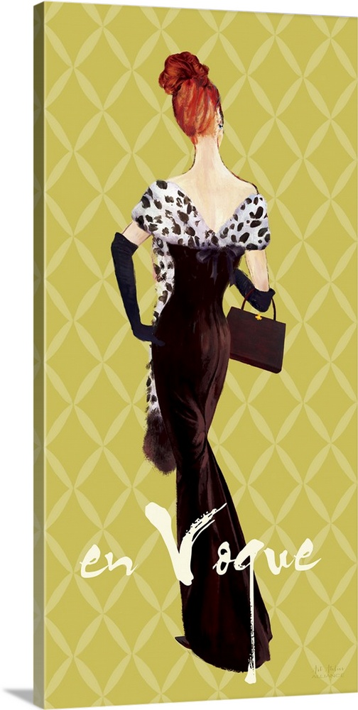 Home decor artwork of a vintage inspired fashion advertisement.