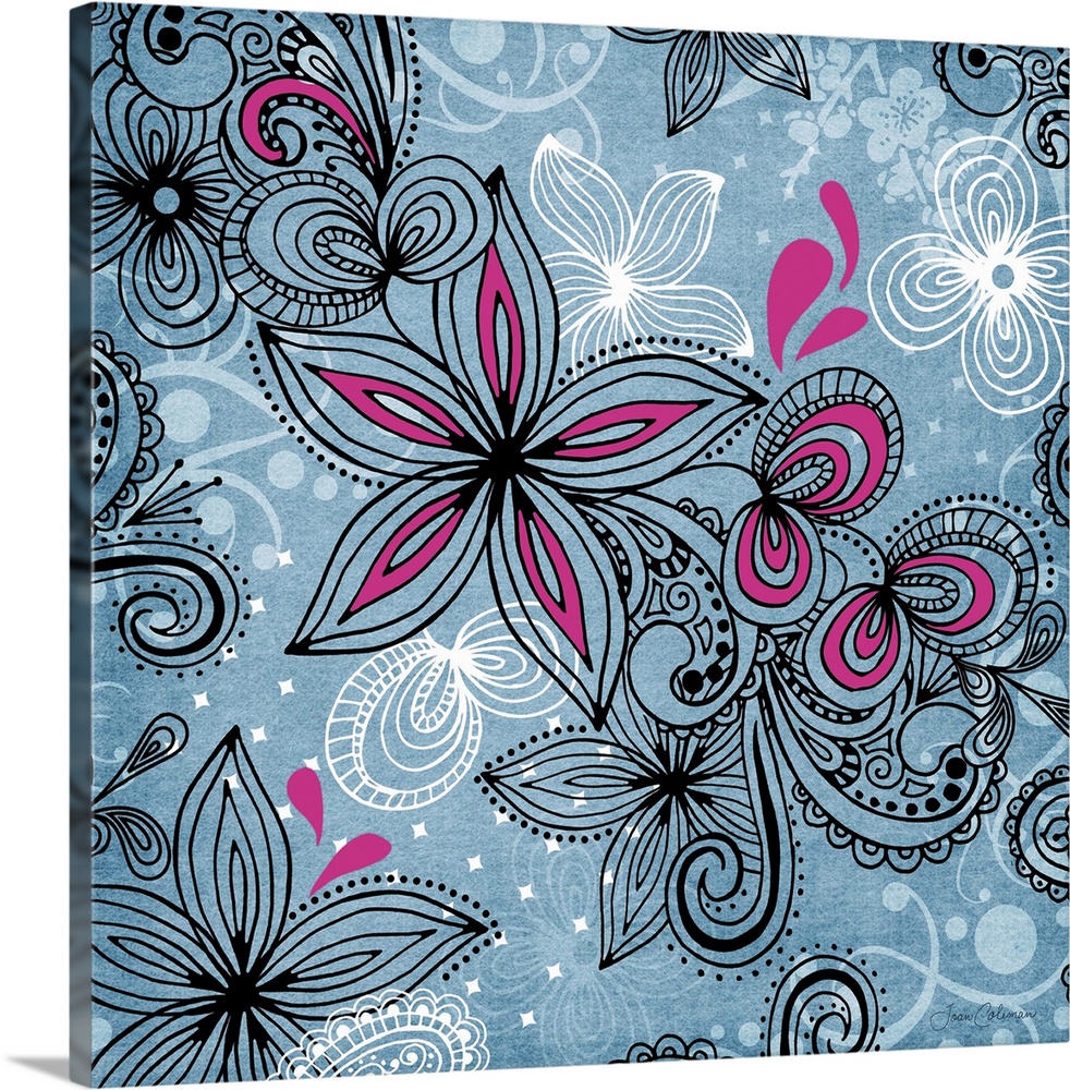 Vibrant and colorful floral pattern teen wall art.