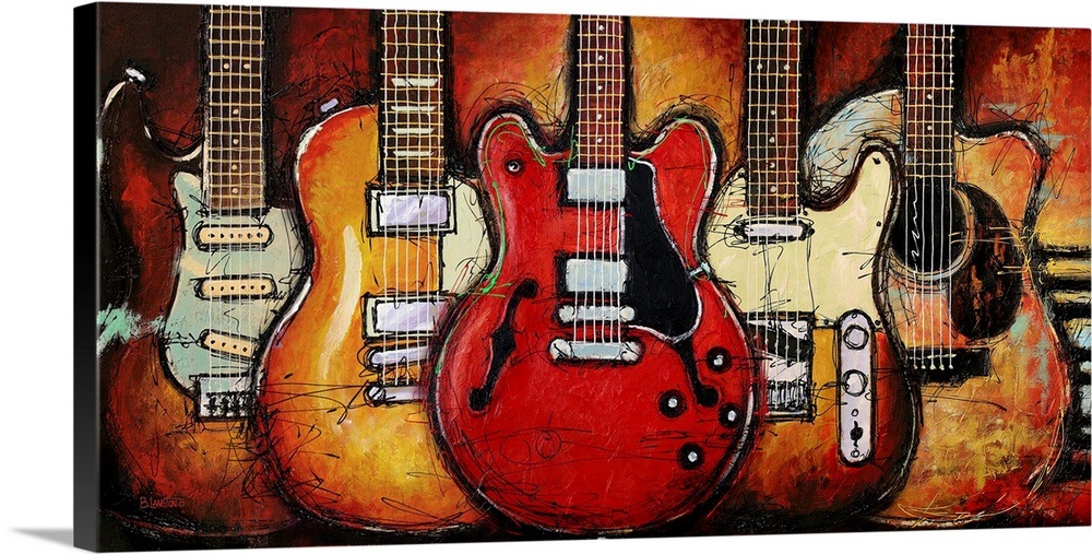 Guitar Collage Wall Art, Canvas Prints, Framed Prints, Wall Peels