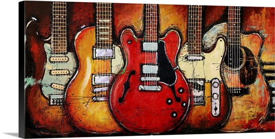 Guitar Collage Wall Art, Canvas Prints, Framed Prints, Wall Peels ...