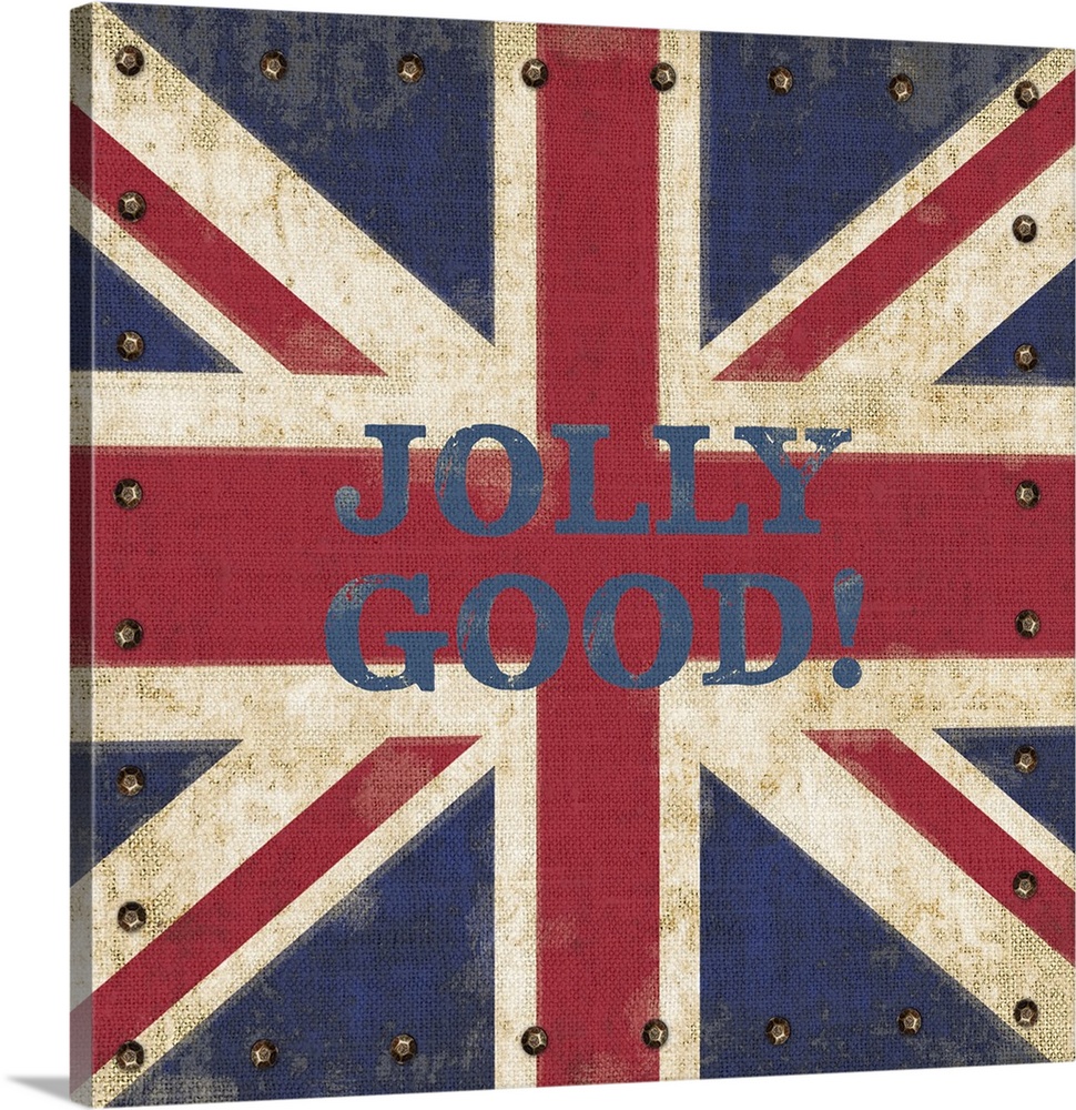Contemporary Union Jack flag art with a rustic feel.