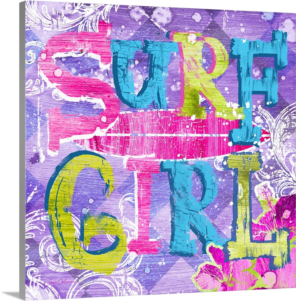 Fun and colorful surfer art perfect for any teen girl's room.