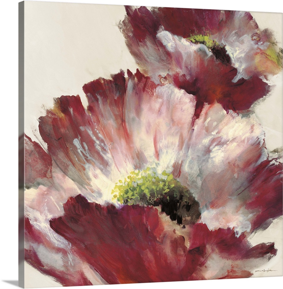 Contemporary painting of a red poppy flower.