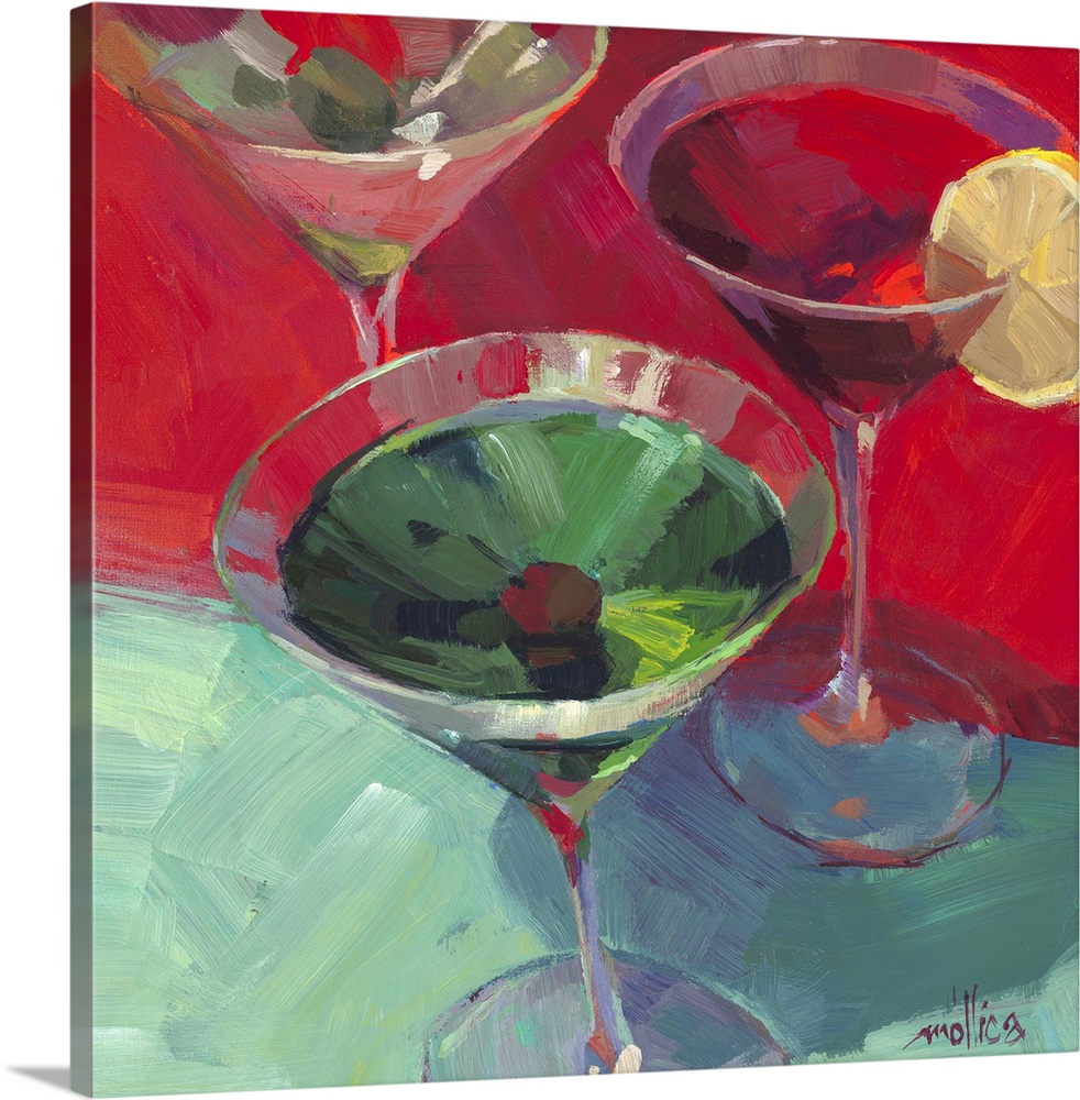 FUNKY COCTAIL PARTY DOG RED GLASSES MARTINI CANVAS PRINT WALL ART PICTURE PHOTO 