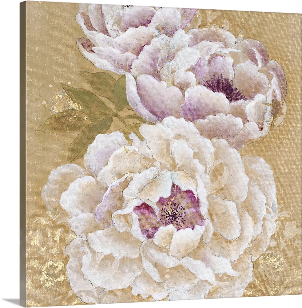 Vintage floral illustration with golden embellishments.