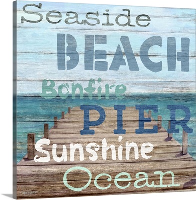 Pier View Weathered Wood Sign