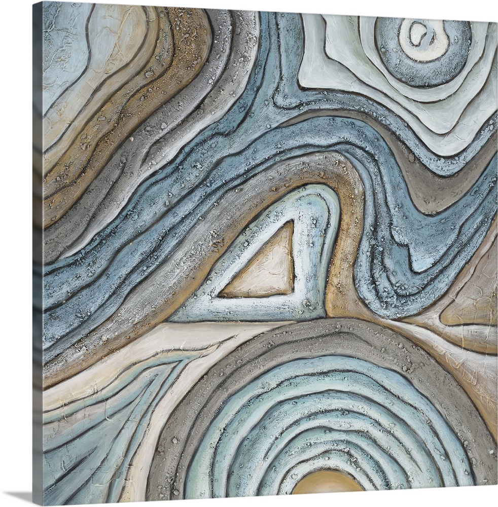 Contemporary abstract artwork of a close-up view rock sediment.