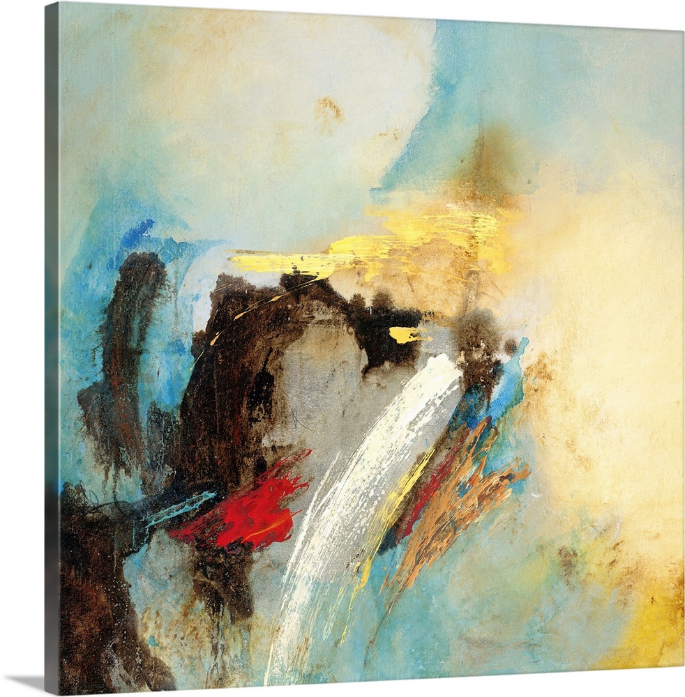 Contemporary abstract artwork using warm and cool tones in a smooth fluid motion.