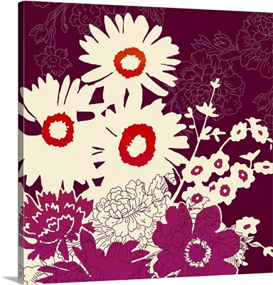 Silhouetted Florals Purple