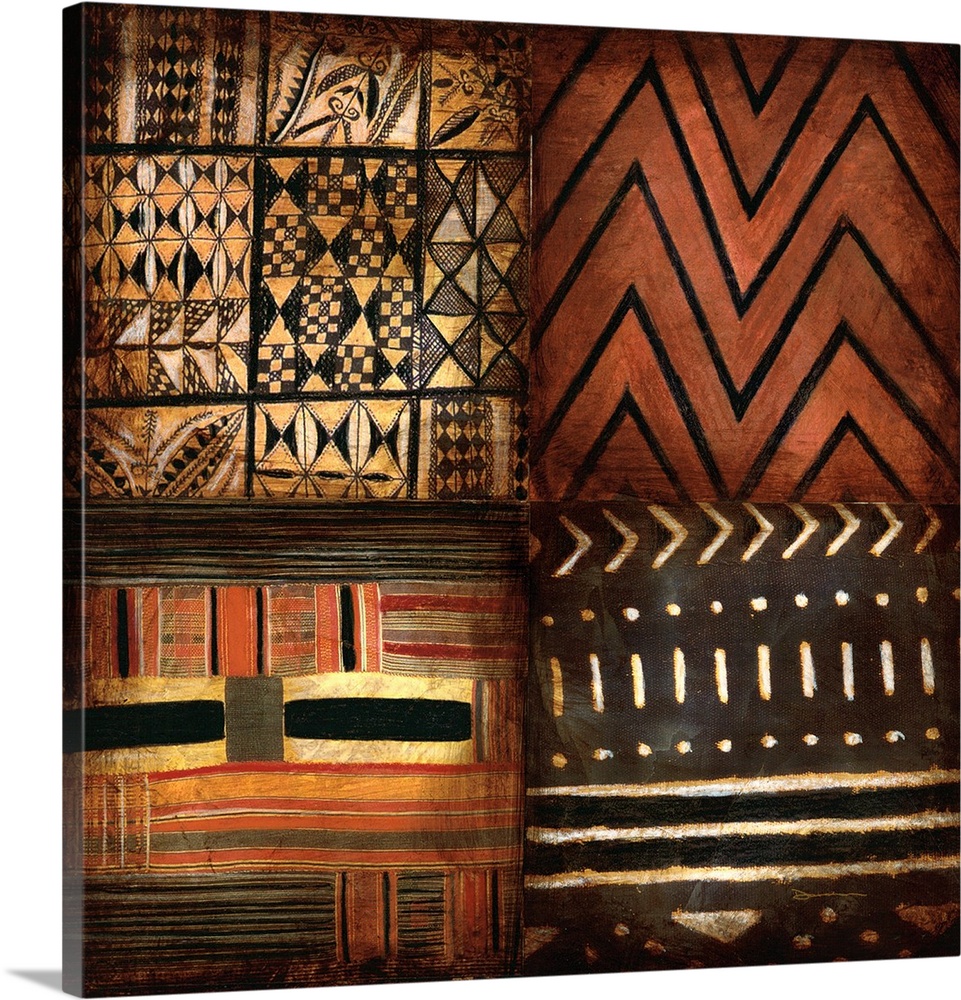 Contemporary earth toned tribal patterned artwork.