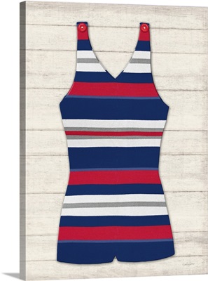 Vintage Swim Suit Blue and Red I