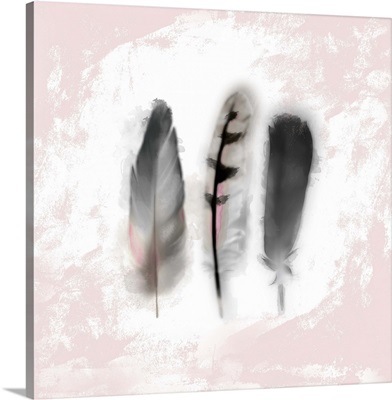 Watercolor Feather Study I in Pink