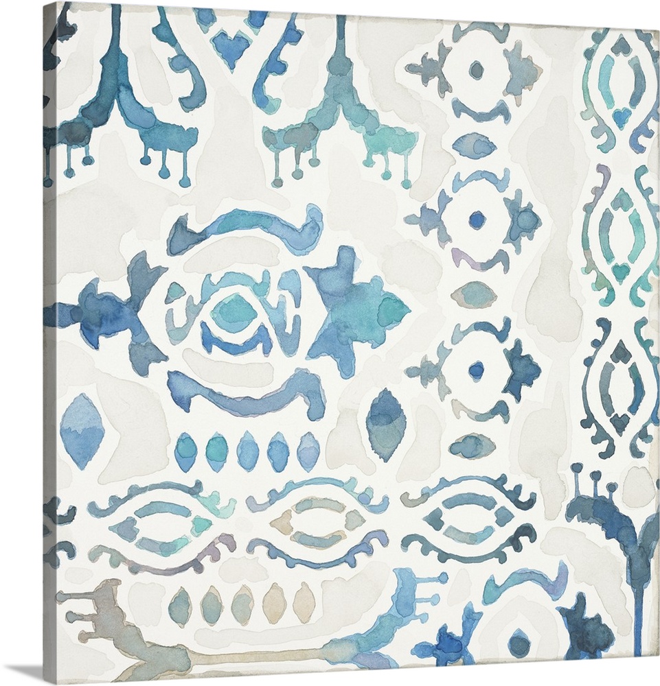 Contemporary watercolor blue patterned tile.