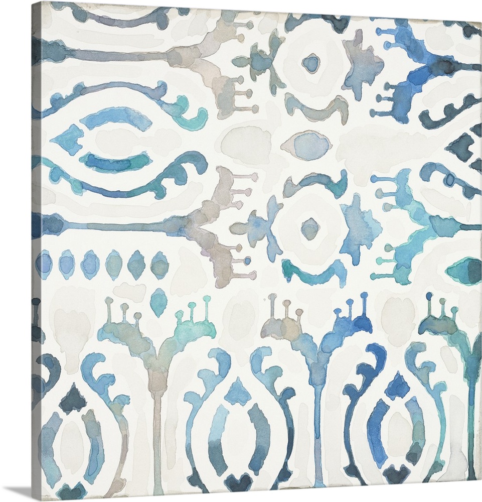 Contemporary watercolor blue patterned tile.