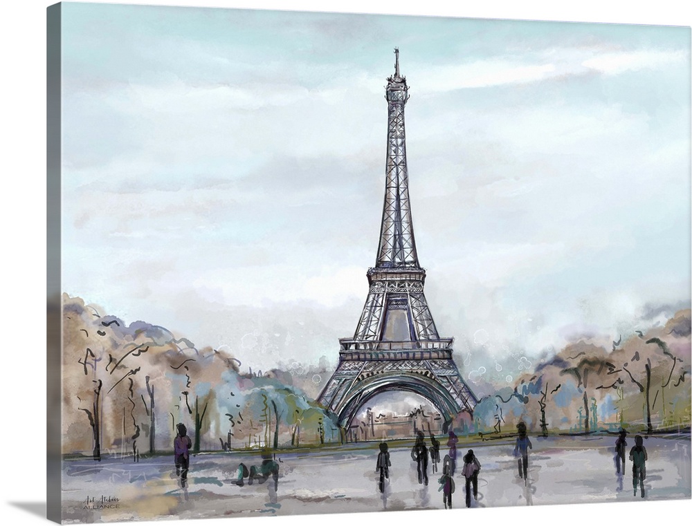 Contemporary home decor artwork of the Eiffel Tower in Paris.