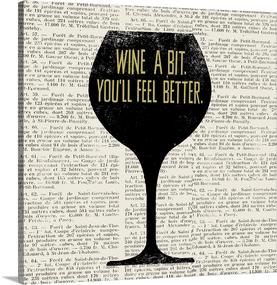 Fun and contemporary wine art using typography and newsprint.