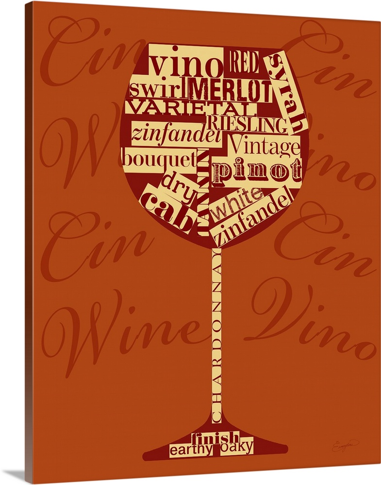Artwork using wine glass and typography perfect for any kitchen.