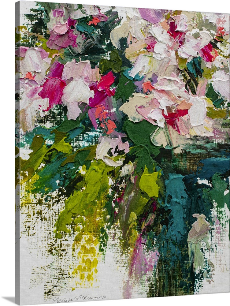 Beautiful pink and white floral painting and floral art prints by contemporary artist painter Melissa McKinnon