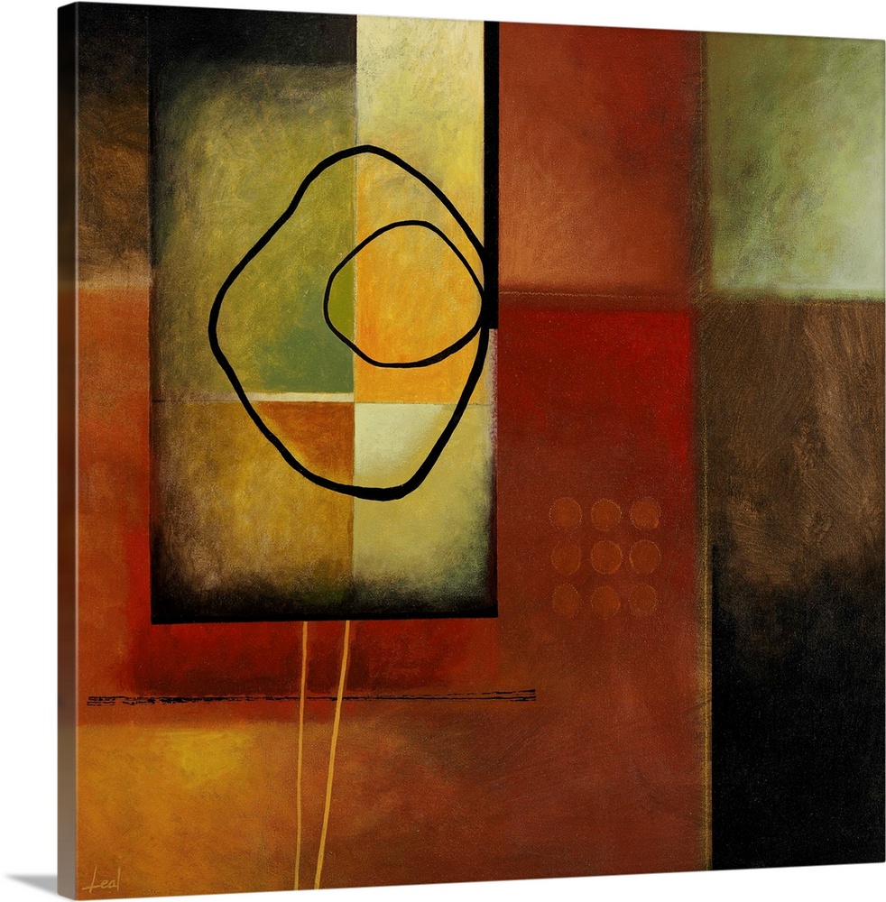 Contemporary abstract painting using warm earthy tones.