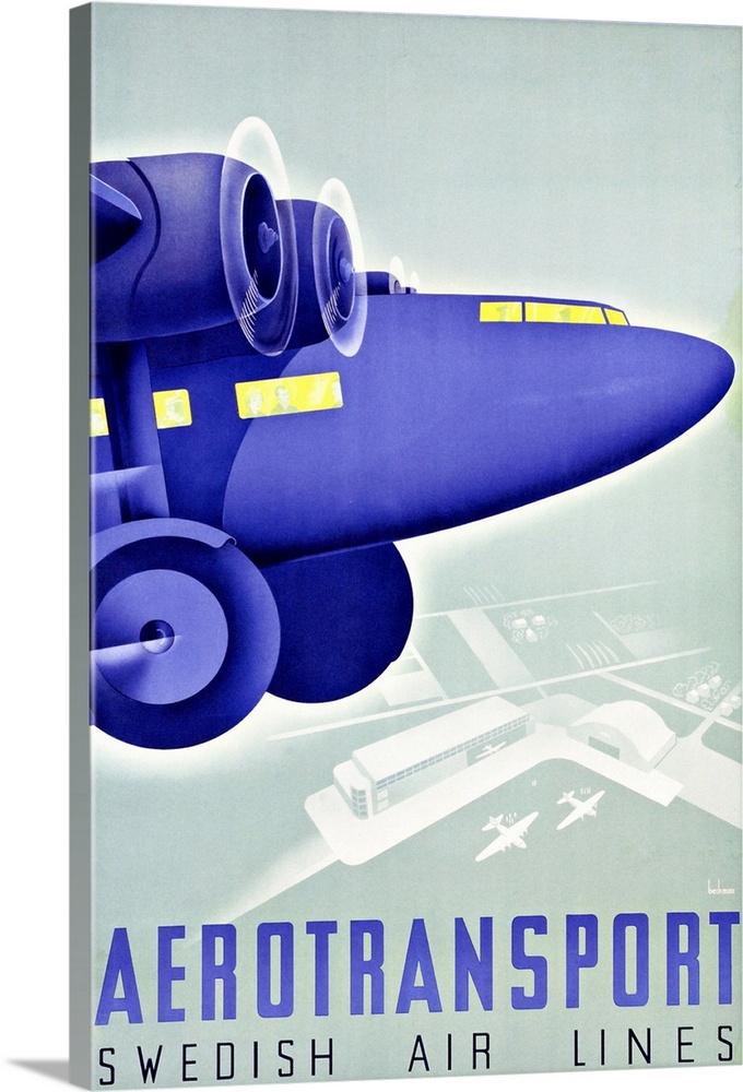 Vintage poster advertisement for Aerotransport.