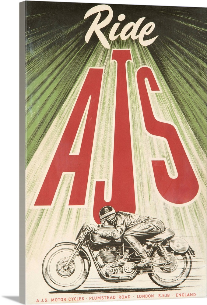 Vintage advertisement for AJS Motorcycles.