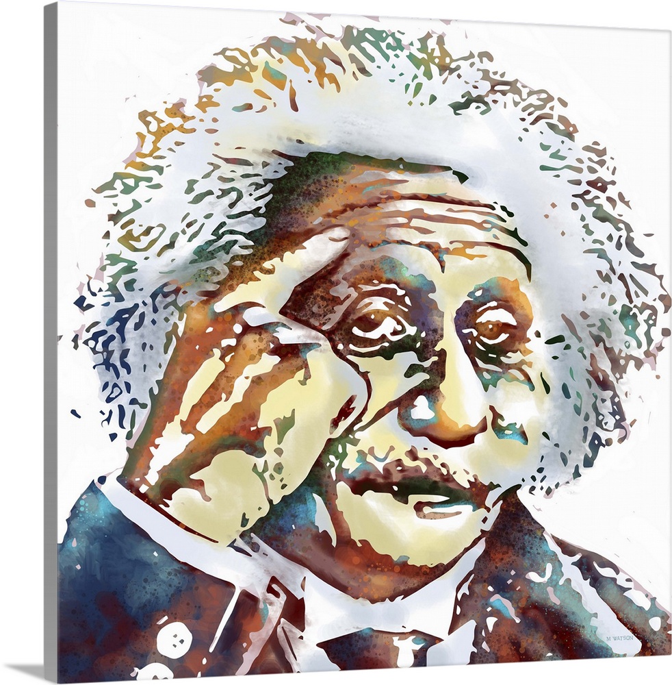 Contemporary colorful portrait of Albert Einstein.