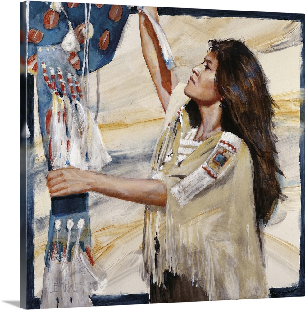 Western themed contemporary painting of a Native American woman.